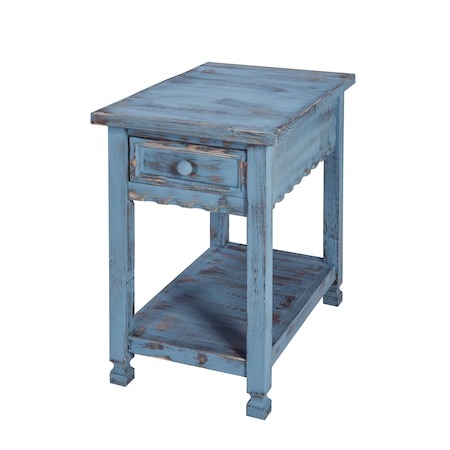 Alaterre Furniture Country Cottage Chairside Table, Blue Antique Finish ACCA13BA